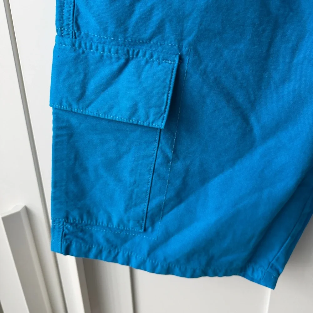Everlane‎ The Organic Cotton Linen Blend Cargo Shorts Men's Teal Blue small NWT